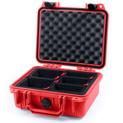 Pelican 1200 Case, Red with Black Latches TrekPak Divider System with Convolute Lid Foam ColorCase 012000-0020-320-110