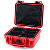 Pelican 1200 Case, Red with Black Latches TrekPak Divider System with Zipper Pouch ColorCase 012000-0120-320-110