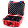 Pelican 1200 Case, Red with Blue Latches TrekPak Divider System with Convolute Lid Foam ColorCase 012000-0020-320-120