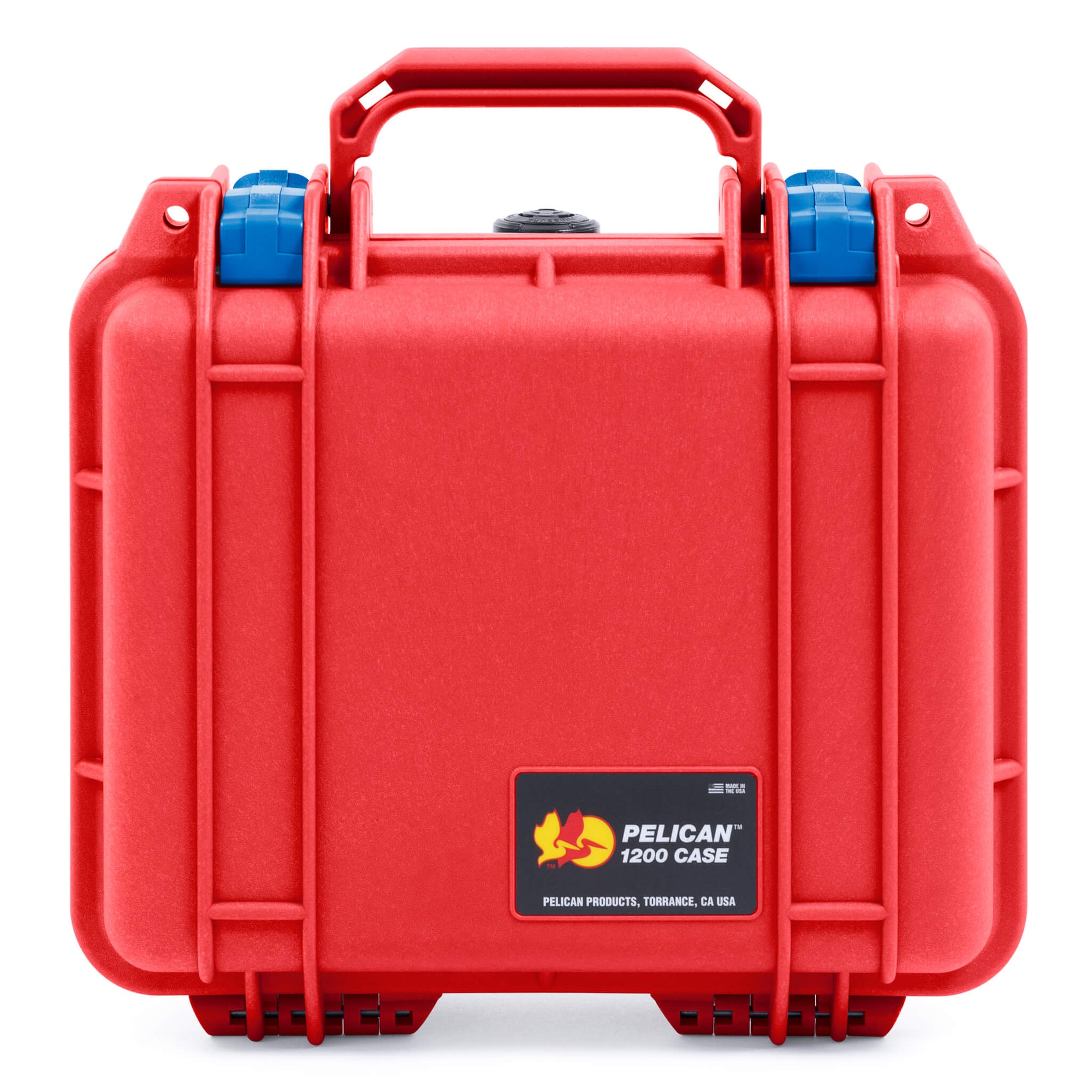 Pelican 1200 Case, Red with Blue Latches ColorCase 