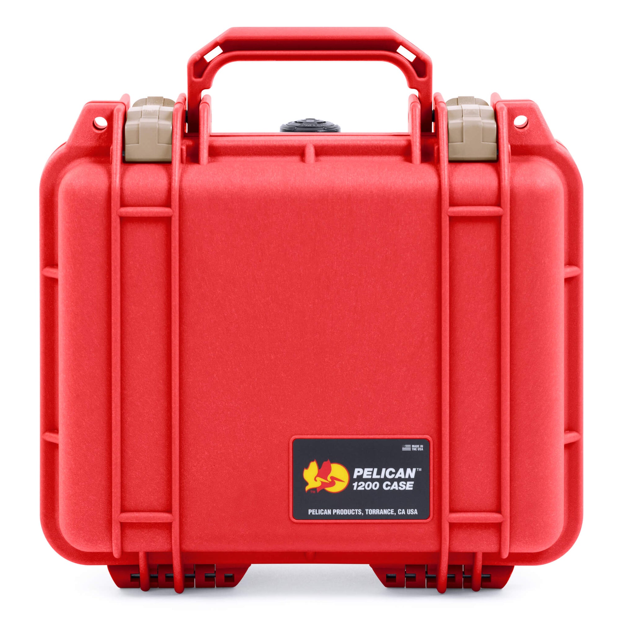 Pelican 1200 Case, Red with Desert Tan Latches ColorCase 