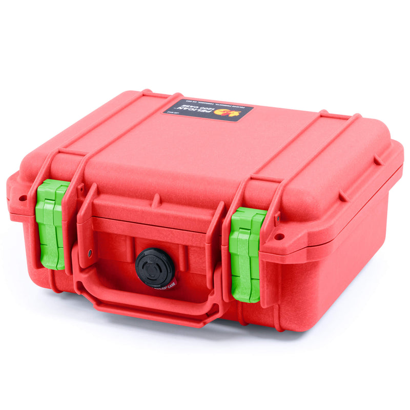 Pelican 1200 Case, Red with Lime Green Latches ColorCase 
