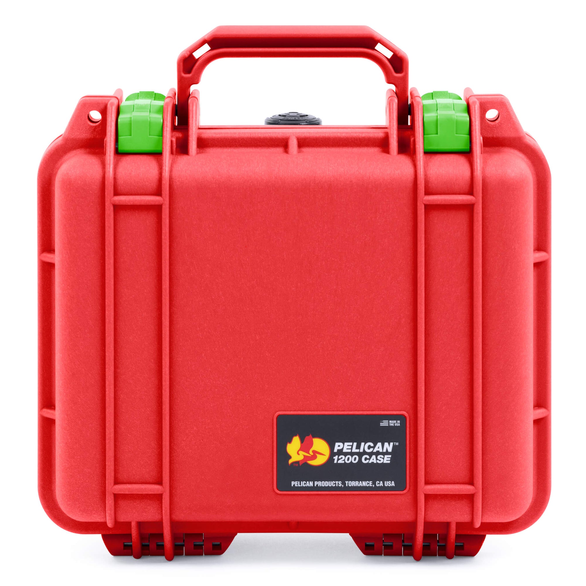 Pelican 1200 Case, Red with Lime Green Latches ColorCase 