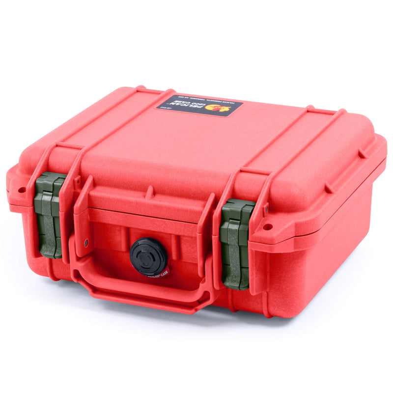 Pelican 1200 Case, Red with OD Green Latches ColorCase 