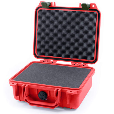 Pelican 1200 Case, Red with OD Green Latches Pick & Pluck Foam with Convolute Lid Foam ColorCase 012000-0001-320-130