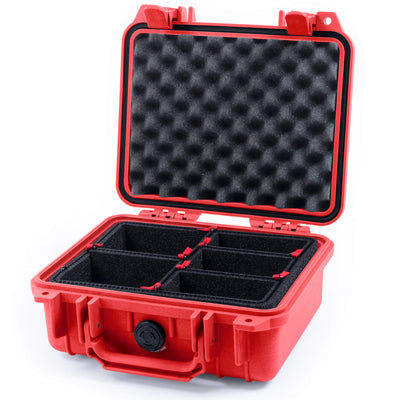 Pelican 1200 Case, Red TrekPak Divider System with Convolute Lid Foam ColorCase 012000-0020-320-320