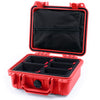 Pelican 1200 Case, Red TrekPak Divider System with Zipper Pouch ColorCase 012000-0120-320-320