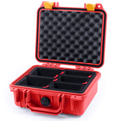 Pelican 1200 Case, Red with Yellow Latches TrekPak Divider System with Convolute Lid Foam ColorCase 012000-0020-320-240
