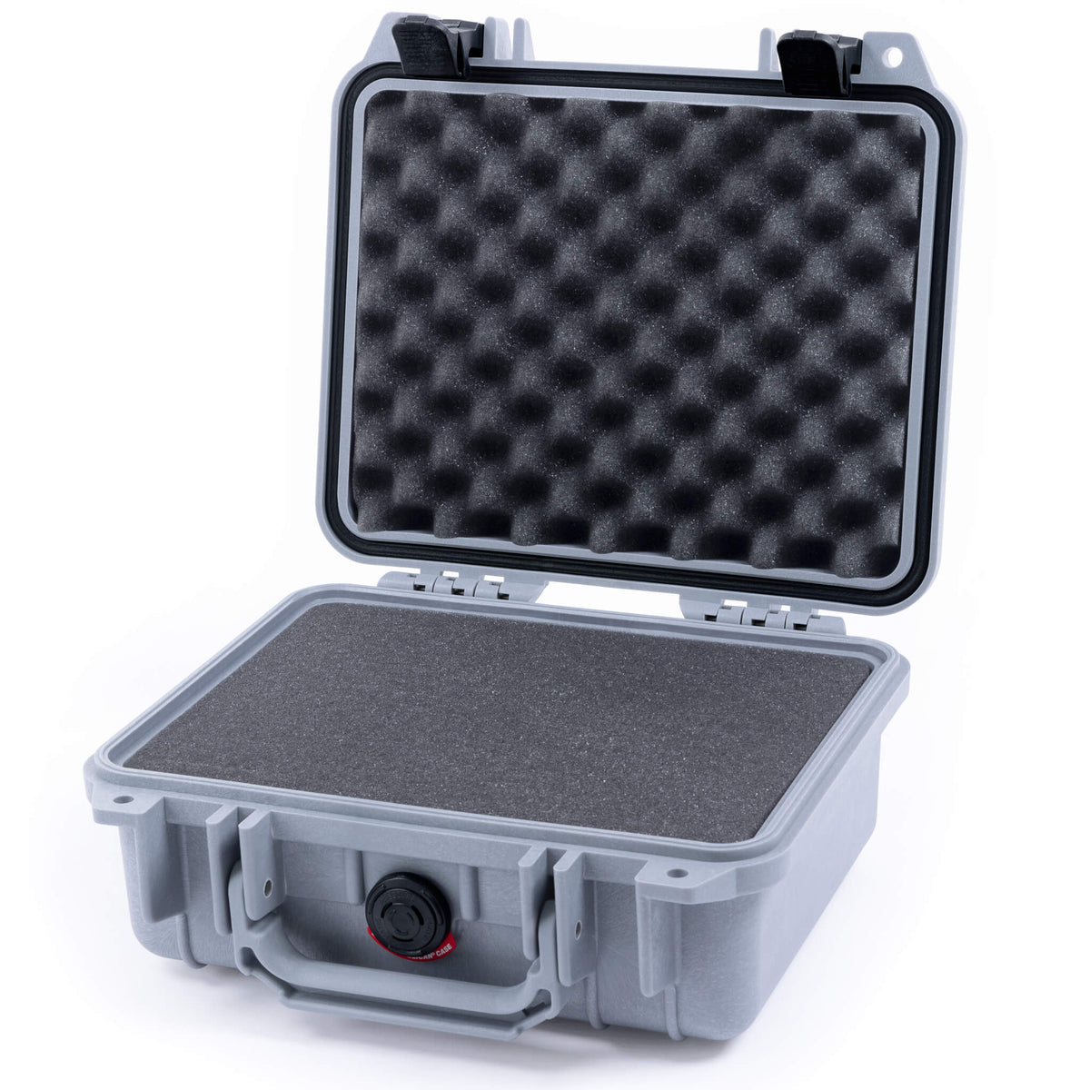 Pelican 1200 Case, Silver with Black Latches Pick &amp; Pluck Foam with Convolute Lid Foam ColorCase 012000-0001-180-110