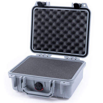 Pelican 1200 Case, Silver with Black Latches Pick & Pluck Foam with Convolute Lid Foam ColorCase 012000-0001-180-110