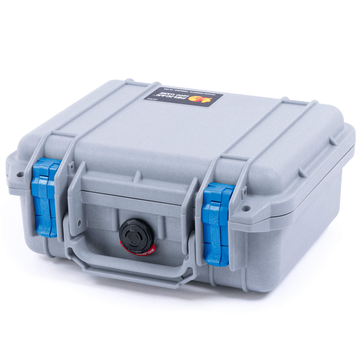 Pelican 1200 Case, Silver with Blue Latches ColorCase 