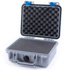 Pelican 1200 Case, Silver with Blue Latches Pick & Pluck Foam with Convolute Lid Foam ColorCase 012000-0001-180-120