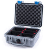 Pelican 1200 Case, Silver with Blue Latches TrekPak Divider System with Convolute Lid Foam ColorCase 012000-0020-180-120