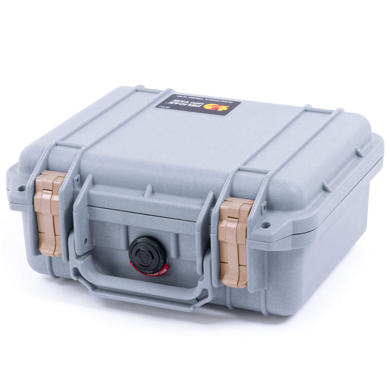 Pelican 1200 Case, Silver with Desert Tan Latches ColorCase 