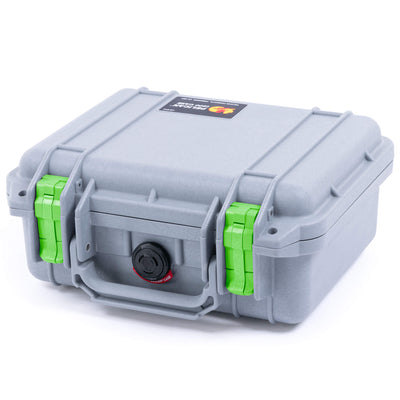 Pelican 1200 Case, Silver with Lime Green Latches ColorCase