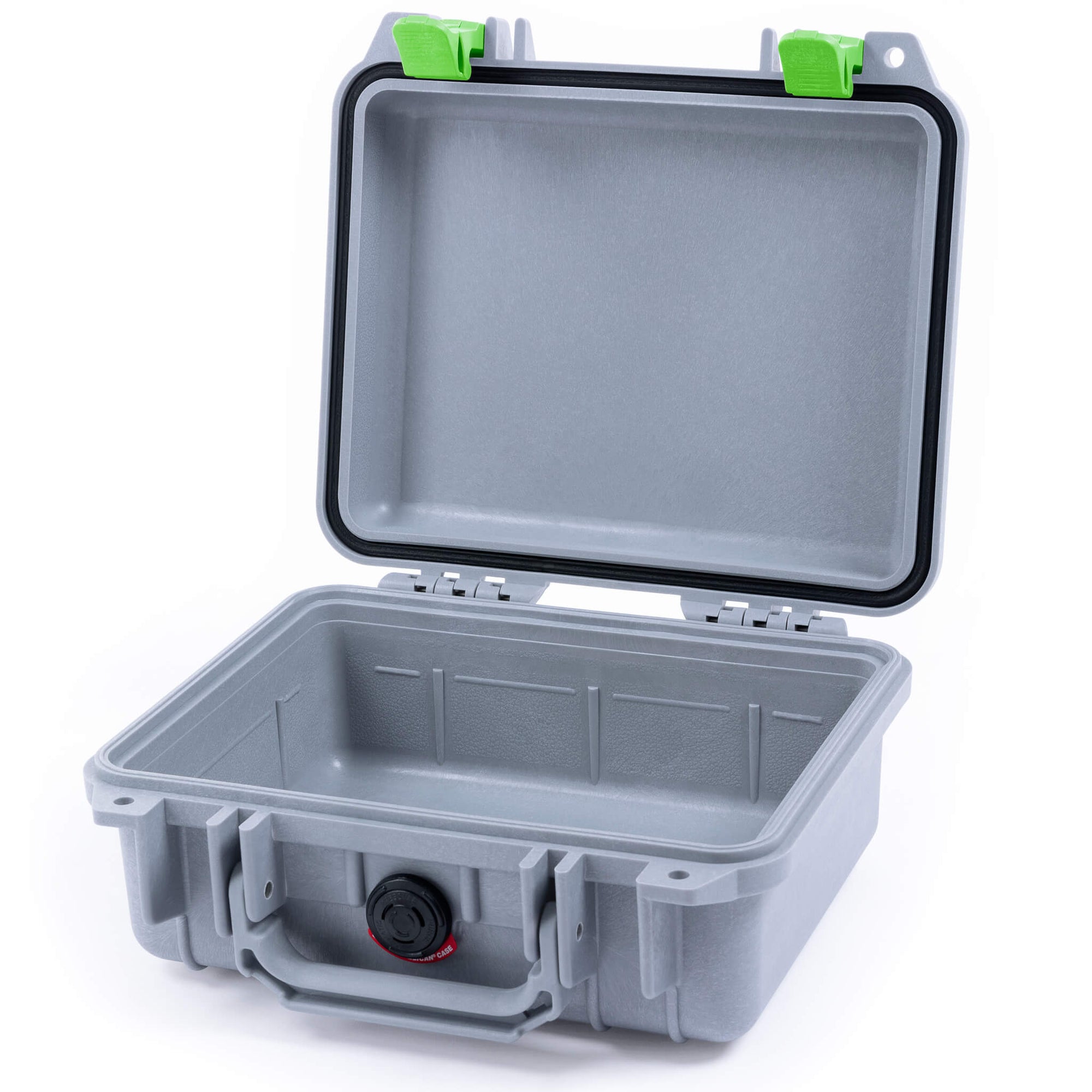 Pelican 1200 Case, Silver with Lime Green Latches None (Case Only) ColorCase 012000-0000-180-300