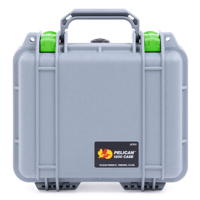 Pelican 1200 Case, Silver with Lime Green Latches ColorCase