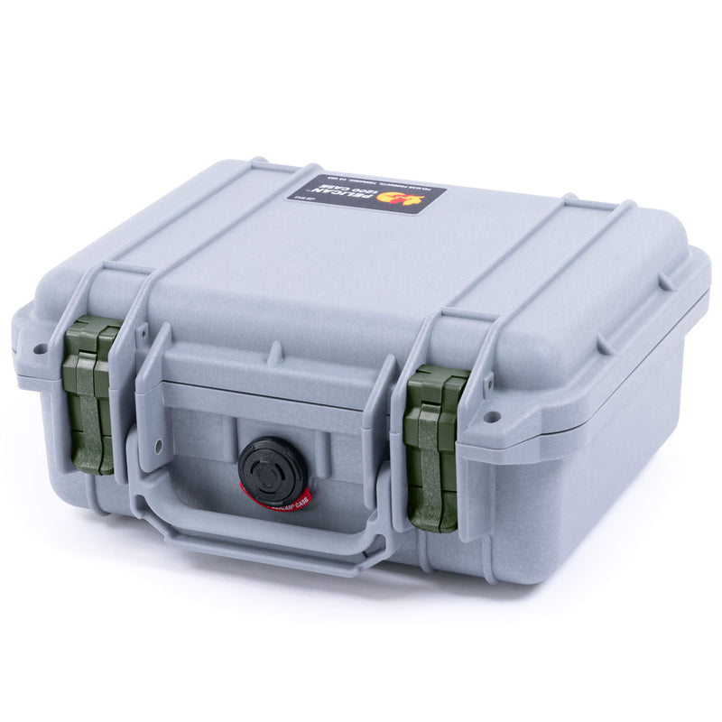 Pelican 1200 Case, Silver with OD Green Latches ColorCase 