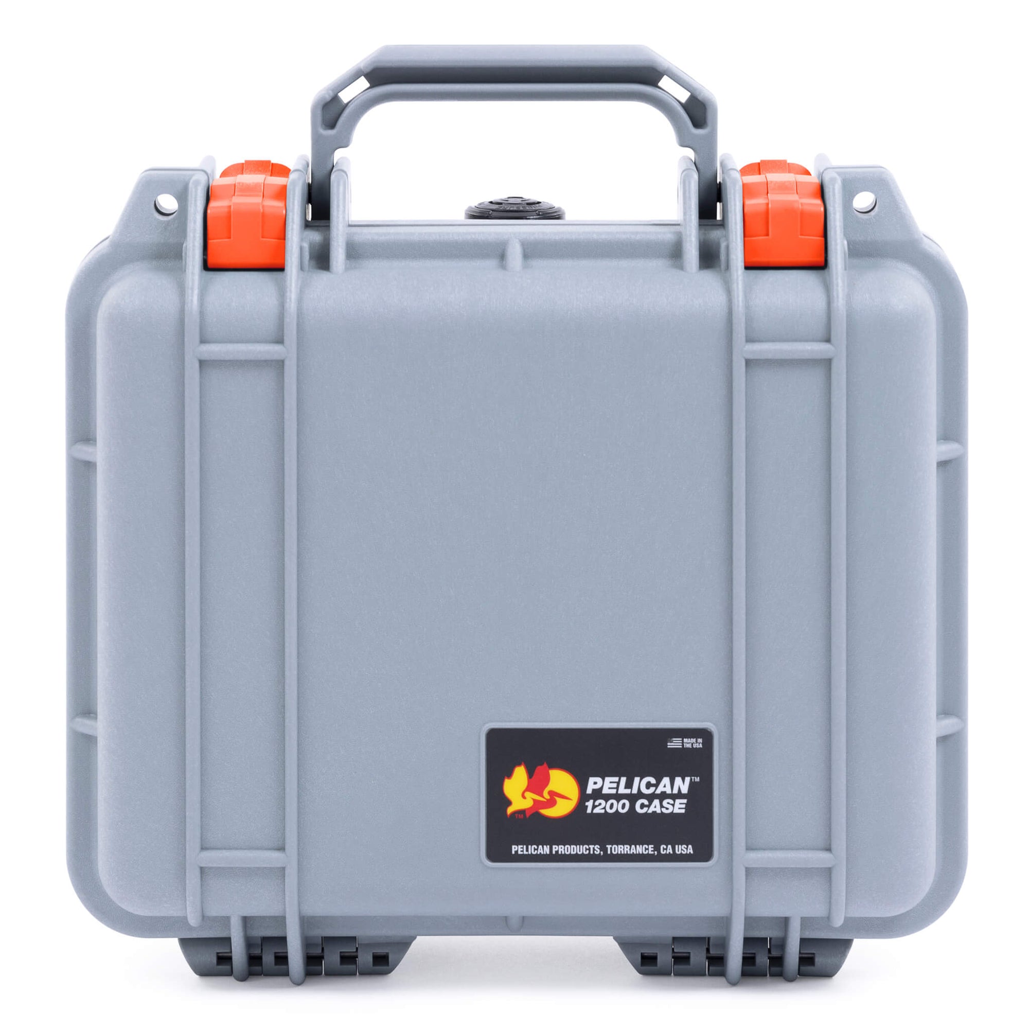 Pelican 1200 Case, Silver with Orange Latches ColorCase 