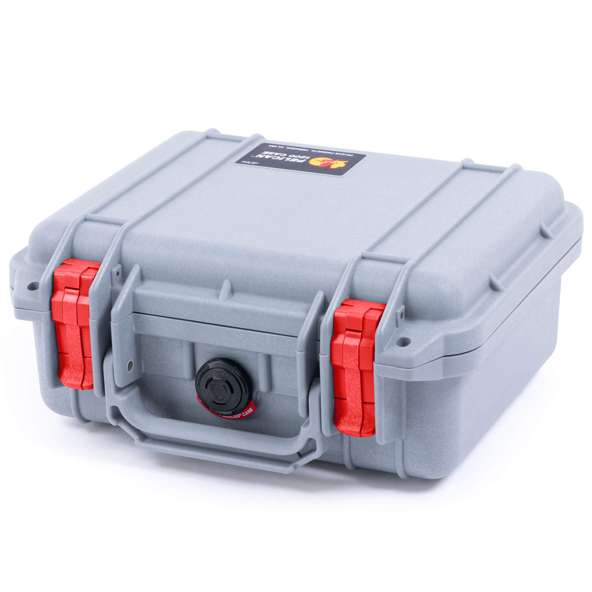 Pelican 1200 Case, Silver with Red Latches ColorCase 
