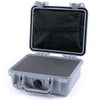Pelican 1200 Case, Silver Pick & Pluck Foam with Zipper Pouch ColorCase 012000-0101-180-180
