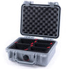 Pelican 1200 Case, Silver TrekPak Divider System with Convolute Lid Foam ColorCase 012000-0020-180-180