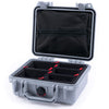 Pelican 1200 Case, Silver TrekPak Divider System with Zipper Pouch ColorCase 012000-0120-180-180