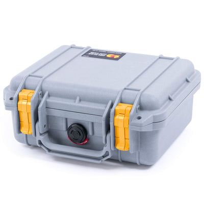 Pelican 1200 Case, Silver with Yellow Latches ColorCase