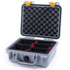 Pelican 1200 Case, Silver with Yellow Latches TrekPak Divider System with Convolute Lid Foam ColorCase 012000-0020-180-240