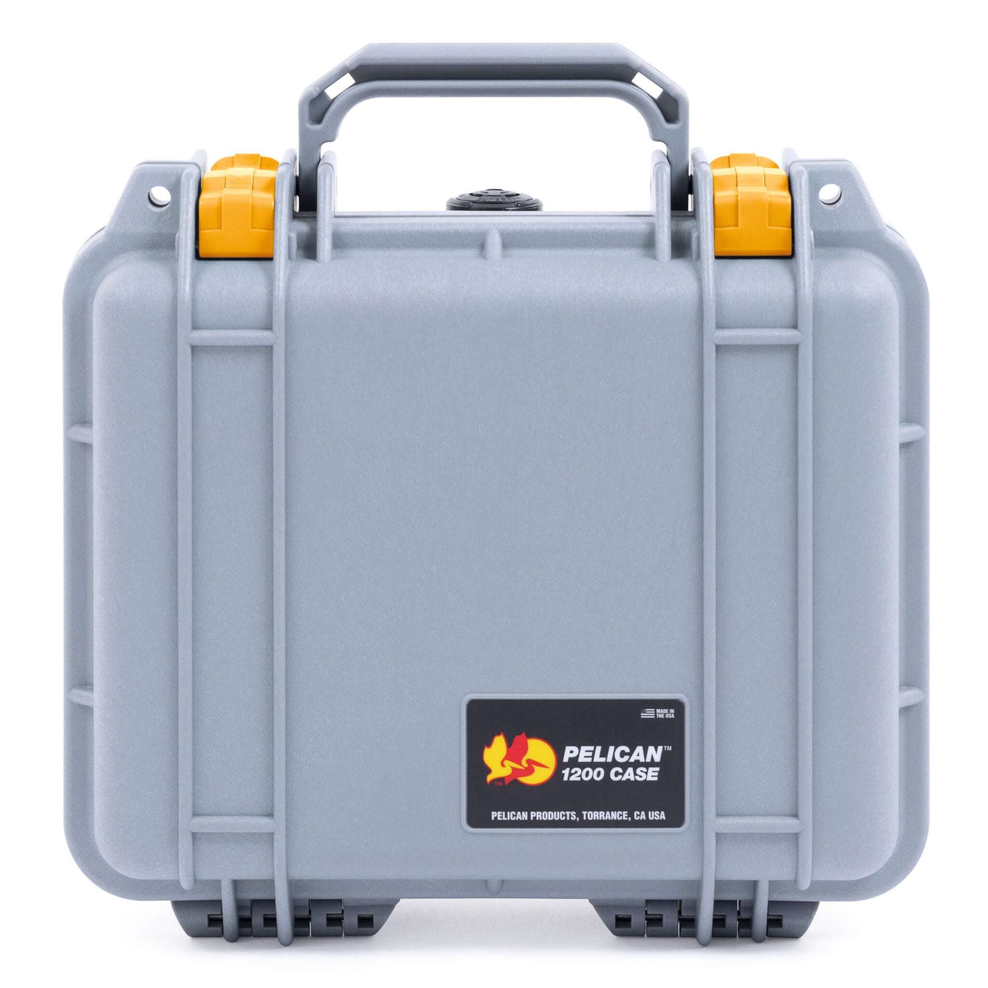 Pelican 1200 Case, Silver with Yellow Latches ColorCase 