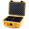 Pelican 1200 Case, Yellow with Black Latches TrekPak Divider System with Convolute Lid Foam ColorCase 012000-0020-240-110