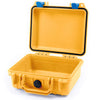 Pelican 1200 Case, Yellow with Blue Latches None (Case Only) ColorCase 012000-0000-240-120