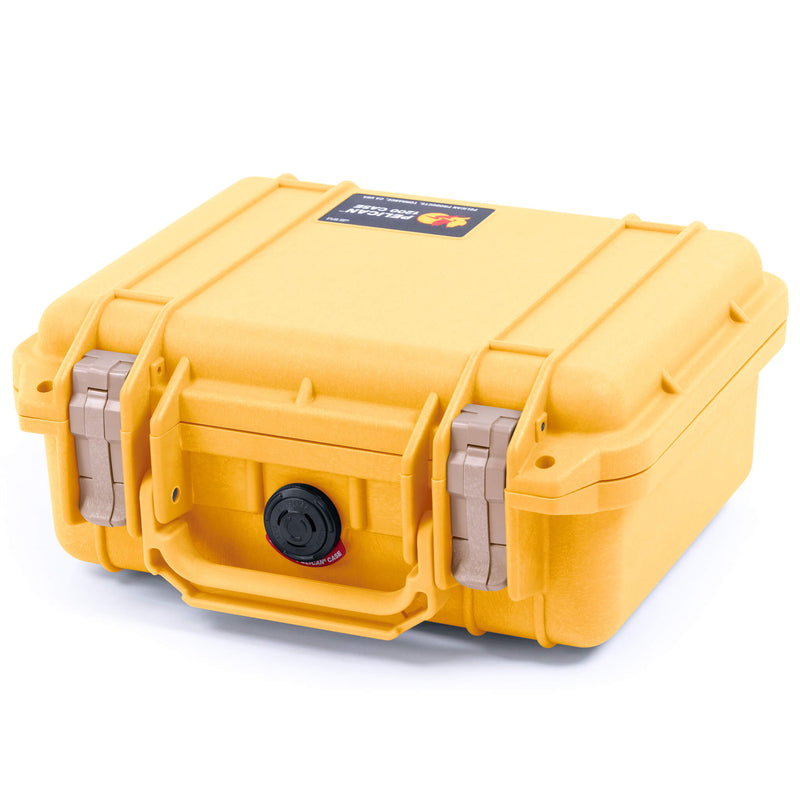 Pelican 1200 Case, Yellow with Desert Tan Latches ColorCase 