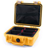 Pelican 1200 Case, Yellow with Desert Tan Latches TrekPak with Zipper Pouch ColorCase 012000-0120-240-310