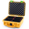 Pelican 1200 Case, Yellow with Lime Green Latches TrekPak Divider System with Convolute Lid Foam ColorCase 012000-0020-240-300