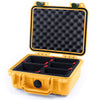 Pelican 1200 Case, Yellow with OD Green Latches TrekPak Divider System with Convolute Lid Foam ColorCase 012000-0020-240-130
