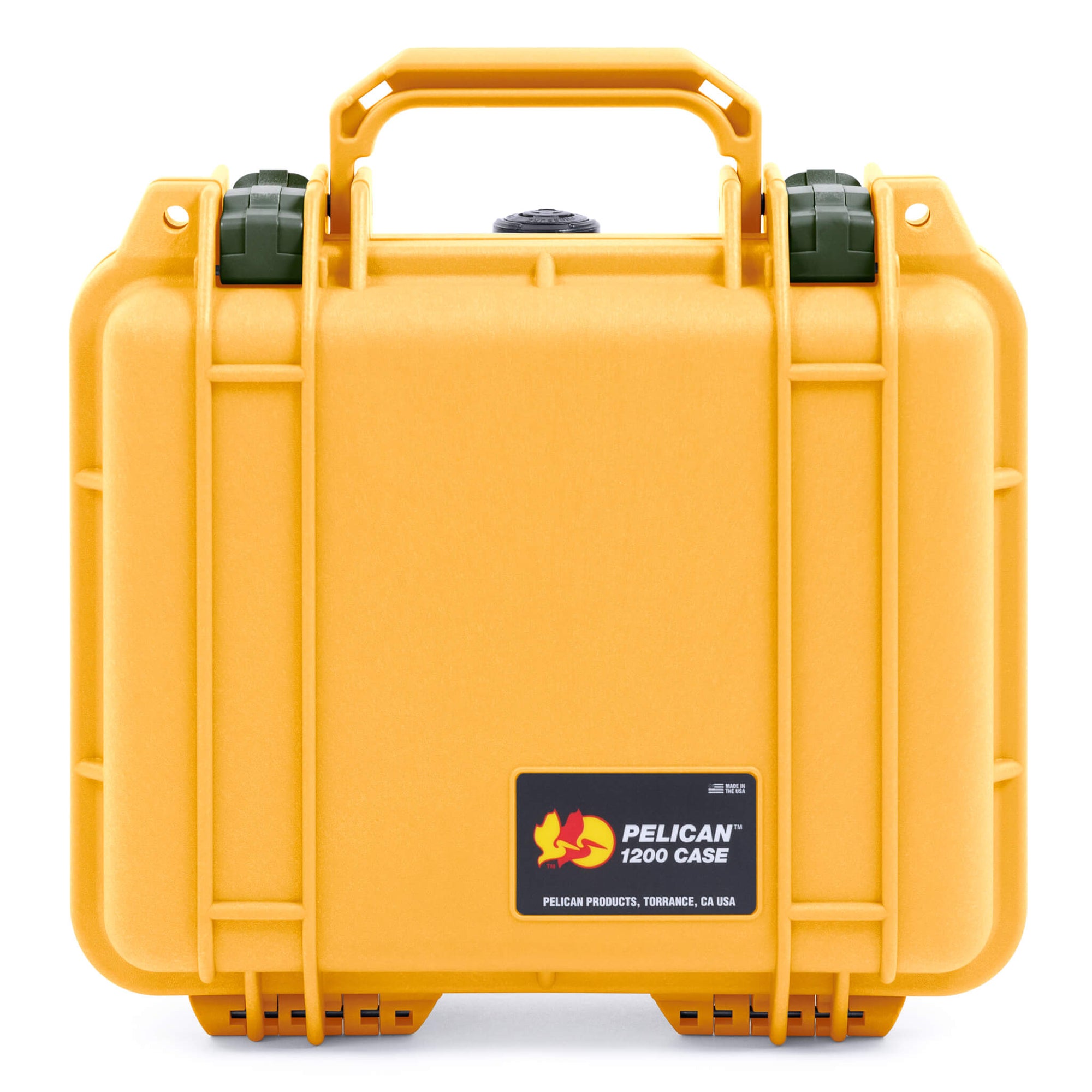 Pelican 1200 Case, Yellow with OD Green Latches ColorCase 