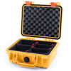 Pelican 1200 Case, Yellow with Orange Latches TrekPak with Convolute Foam ColorCase 012000-0020-240-150
