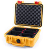 Pelican 1200 Case, Yellow with Red Latches TrekPak with Convolute Foam ColorCase 012000-0020-240-320