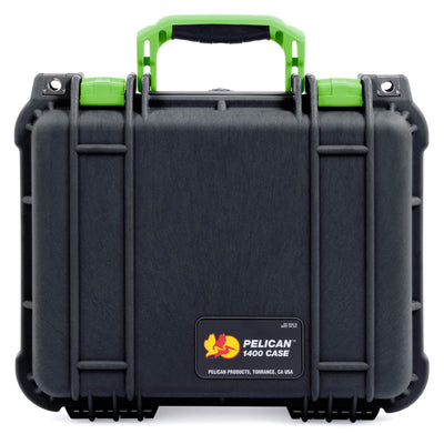 Pelican 1400 Case, Black with Lime Green Handle & Latches ColorCase