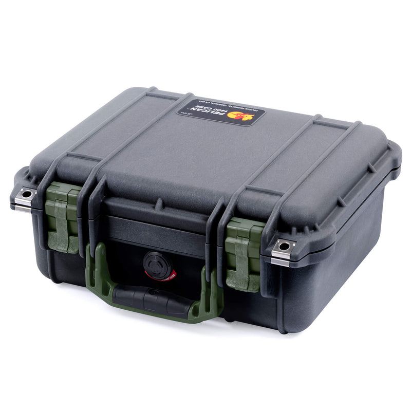 Pelican 1400 Case, Black with OD Green Handle & Latches ColorCase 