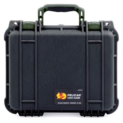 Pelican 1400 Case, Black with OD Green Handle & Latches ColorCase