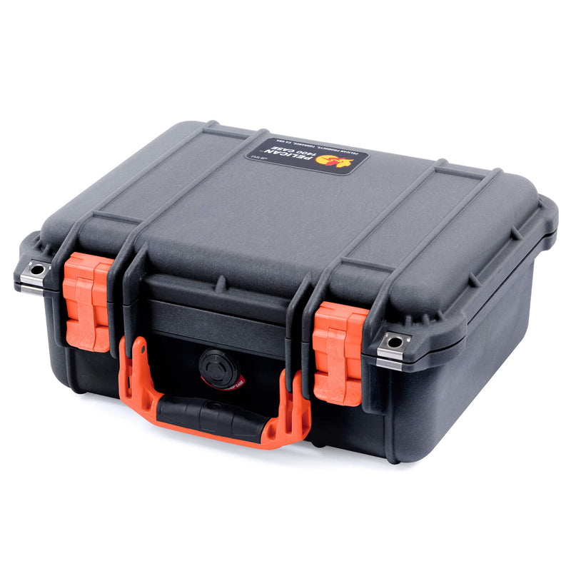 Pelican 1400 Case, Black with Orange Handle & Latches ColorCase 