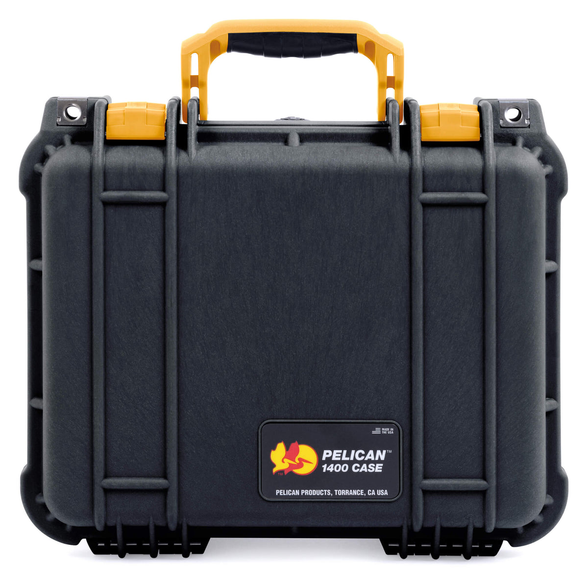 Pelican 1400 Case, Black with Yellow Handle &amp; Latches ColorCase 