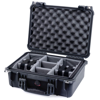 Pelican 1450 Case, Black Gray Padded Microfiber Dividers with Convolute Lid Foam ColorCase 014500-0070-110-110