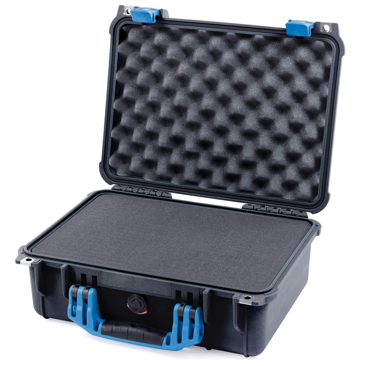 Pelican 1450 Case, Black with Blue Handle &amp; Latches Pick &amp; Pluck Foam with Convolute Lid Foam ColorCase 014500-0001-110-120