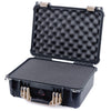 Pelican 1450 Case, Black with Desert Tan Handle & Latches Pick & Pluck Foam with Convolute Lid Foam ColorCase 014500-0001-110-310