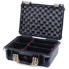 Pelican 1450 Case, Black with Desert Tan Handle & Latches TrekPak Divider System with Convolute Lid Foam ColorCase 014500-0020-110-310