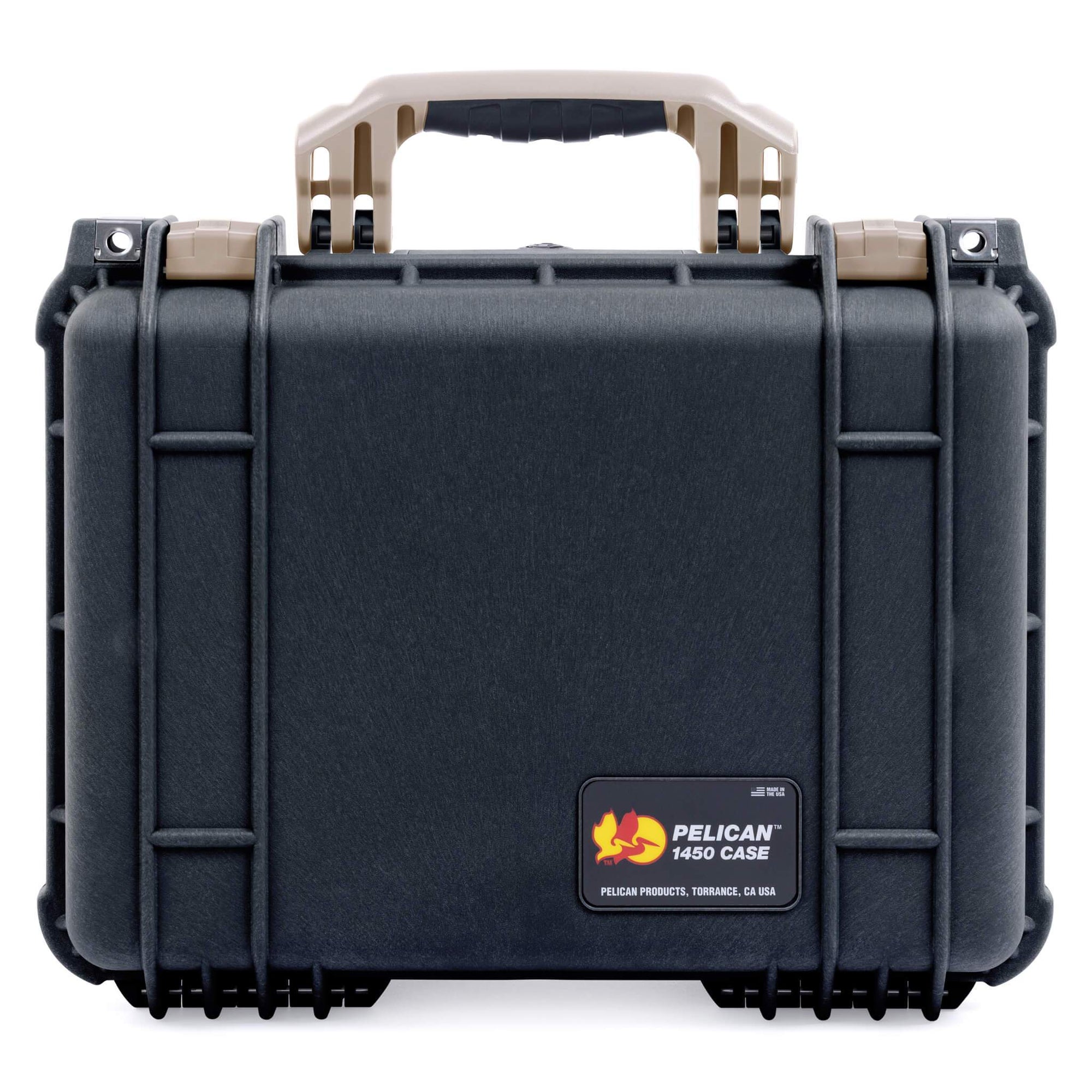 Pelican 1450 Case, Black with Desert Tan Handle & Latches ColorCase 