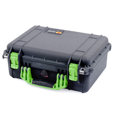 Pelican 1450 Case, Black with Lime Green Handle & Latches ColorCase